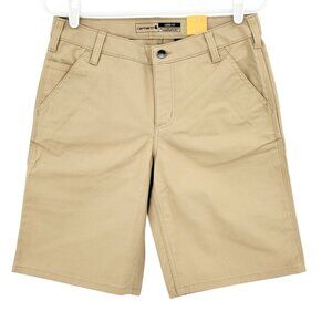 NWT Carhartt Women's Rugged Flex Outdoor Tan Canvas Work Shorts Size 6 Inseam 10
